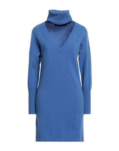 Federica Tosi Woman Mini Dress Azure Size 2 Wool, Cashmere In Blue