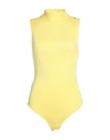 Elisabetta Franchi Woman Bodysuit Yellow Size 8 Viscose, Elastane