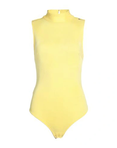 Elisabetta Franchi Woman Bodysuit Yellow Size 8 Viscose, Elastane