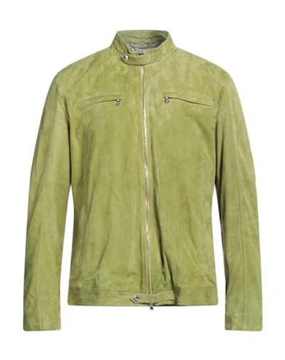 Barba Napoli Man Jacket Military Green Size 44 Soft Leather