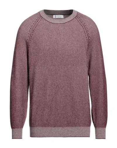 Brunello Cucinelli Man Sweater Deep Purple Size 44 Cashmere