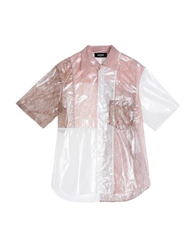 Dsquared2 Man Shirt Blush Size 44 Cotton, Polyamide, Polyurethane In Pink