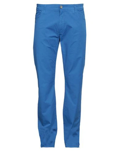 Jeckerson Man Pants Bright Blue Size 29 Cotton, Elastane