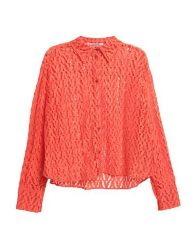 Valentino Garavani Woman Shirt Orange Size 4 Viscose, Cotton, Polyamide