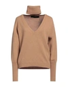 Federica Tosi Woman Sweater Camel Size 4 Virgin Wool, Cashmere In Beige