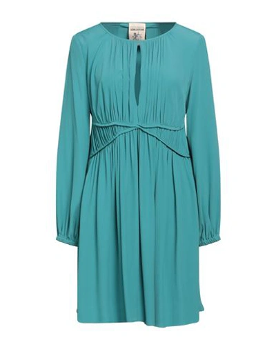 Semicouture Woman Mini Dress Turquoise Size 4 Acetate, Silk In Blue