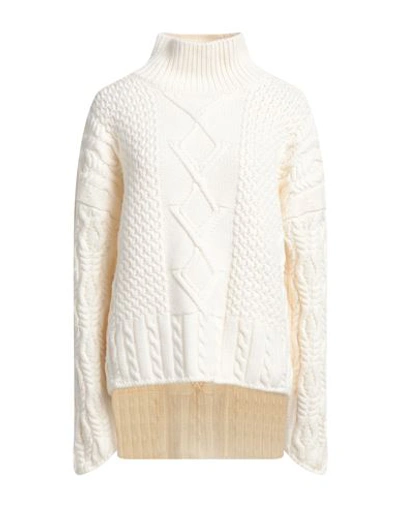 Dondup Woman Turtleneck Cream Size 8 Wool In White