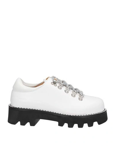Proenza Schouler Woman Lace-up Shoes White Size 11 Calfskin