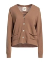 SEMICOUTURE SEMICOUTURE WOMAN CARDIGAN BROWN SIZE M POLYAMIDE, CASHMERE