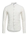 Alpha Studio Man Shirt Off White Size 36 Linen