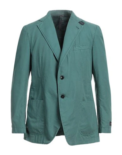 Tombolini Man Suit Jacket Emerald Green Size 44 Cotton