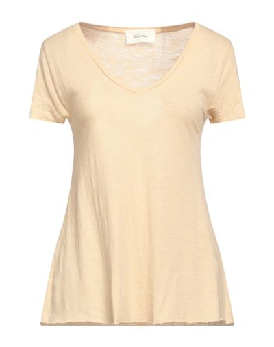 American Vintage Woman T-shirt Beige Size S Cotton, Viscose