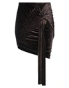 Rick Owens Lilies Woman Mini Skirt Dark Brown Size 4 Viscose, Polyamide