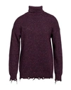 Mauro Grifoni Grifoni Man Turtleneck Deep Purple Size 42 Polyamide, Viscose, Polyester, Alpaca Wool, Acrylic