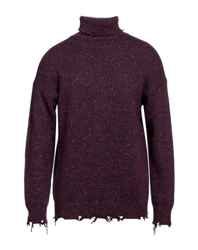 Mauro Grifoni Grifoni Man Turtleneck Deep Purple Size 42 Polyamide, Viscose, Polyester, Alpaca Wool, Acrylic In Purple