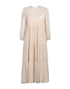 Biancoghiaccio Woman Midi Dress Beige Size 10 Polyamide, Elastane