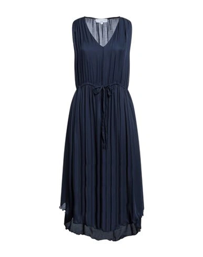 Skills & Genes Woman Midi Dress Midnight Blue Size 8 Viscose, Silk