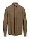 Mauro Grifoni Grifoni Man Shirt Military Green Size 42 Polyester, Virgin Wool, Elastane