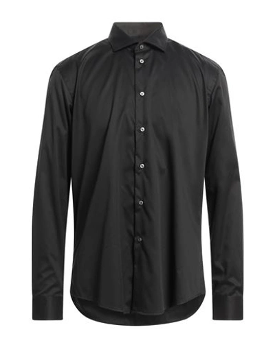 Brian Dales Man Shirt Black Size 16 Cotton, Polyamide, Elastane