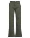 Take-two Woman Pants Military Green Size 25 Cotton, Elastane