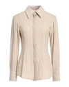 Chloé Woman Shirt Beige Size 8 Virgin Wool, Cashmere