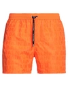 Balmain Man Swim Trunks Orange Size S Cotton, Polyamide