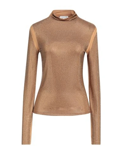 Patrizia Pepe Woman T-shirt Camel Size 1 Viscose, Elastane, Glass In Beige