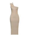 Mangano Woman Midi Dress Beige Size 8 Cotton In Beige