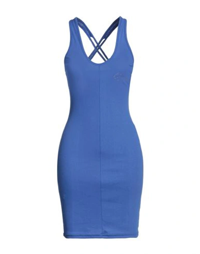 Mangano Woman Mini Dress Slate Blue Size 6 Cotton