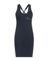 Mangano Woman Short Dress Midnight Blue Size 8 Cotton