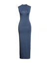 Mangano Woman Long Dress Slate Blue Size 8 Cotton
