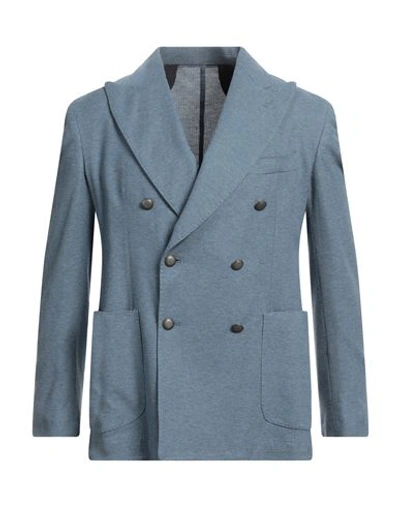 Barba Napoli Man Suit Jacket Light Blue Size 40 Cotton
