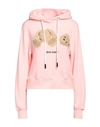 Palm Angels Pink Logo Hooded Cotton Sweatshirt In Pink