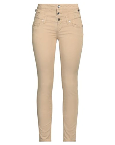 Liu •jo Woman Pants Beige Size 28w-30l Cotton, Polyester, Elastane, Soft Leather In Beige