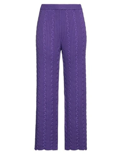 Federico Cina Woman Pants Purple Size 6 Merino Wool