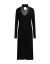 Agnona Woman Midi Dress Black Size S Cashmere, Silk, Polyamide, Metallic Polyester