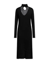 Agnona Woman Midi Dress Black Size L Cashmere, Silk, Polyamide, Metallic Polyester