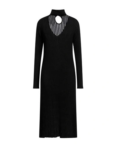 Agnona Woman Midi Dress Black Size L Cashmere, Silk, Polyamide, Metallic Polyester