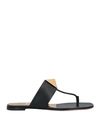 Valentino One Stud Leather Flat Sandals In Black
