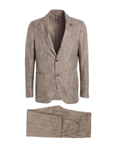Lardini Man Suit Light Brown Size 42 Cotton, Wool, Silk In Beige