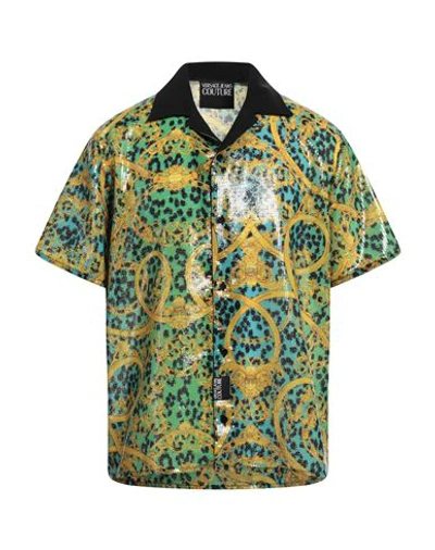 Versace Jeans Couture Man Shirt Green Size 38 Polyester, Cupro, Viscose