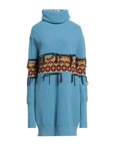 Semicouture Woman Mini Dress Azure Size S Wool, Polyamide In Blue