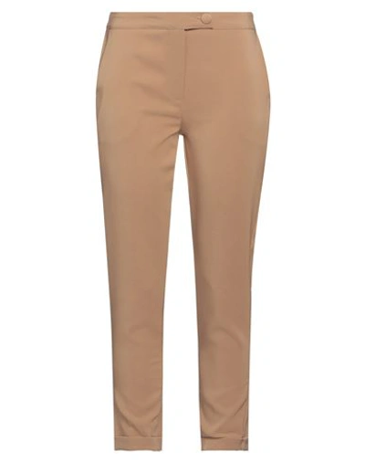 Simona G. Woman Pants Camel Size 4 Polyester, Elastane In Beige