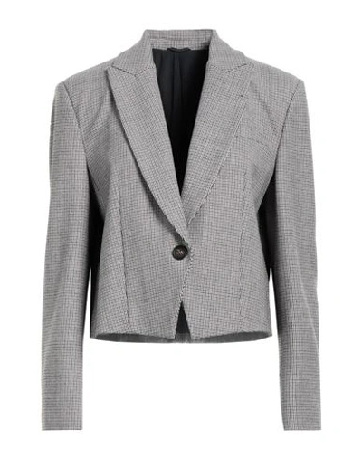 Brunello Cucinelli Woman Blazer Light Grey Size 12 Virgin Wool, Polyamide, Elastane