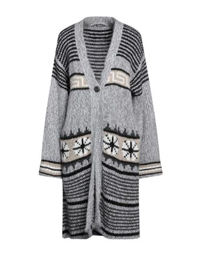 Maliparmi Malìparmi Woman Cardigan Grey Size M Acrylic, Mohair Wool, Polyamide