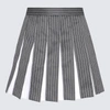 Thom Browne Striped Embroidered Wool Mini Skirt In Med Grey