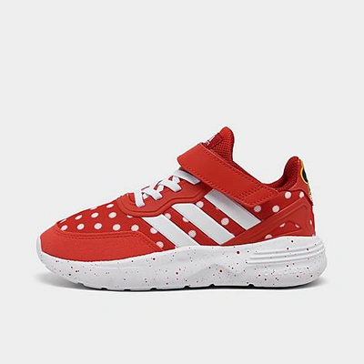 Adidas Originals Adidas Girls' Little Kids' X Disney Minnie Mouse Nebzed Stretch Lace Casual Shoes In Bright Red/white/better Scarlet