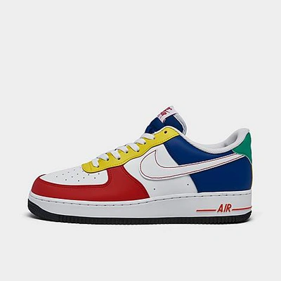 Nike Men's Air Force 1 '07 Lv8 Se Multi Casual Shoes Size 9.0 Leather In University Red/white/deep Royal Blue