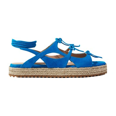 Scarosso Sweet Lace Sandals In Light Blue - Suede