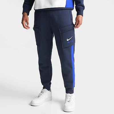 Nike Men's Air Retro Fleece Cargo Pants In Obsidian/game Royal